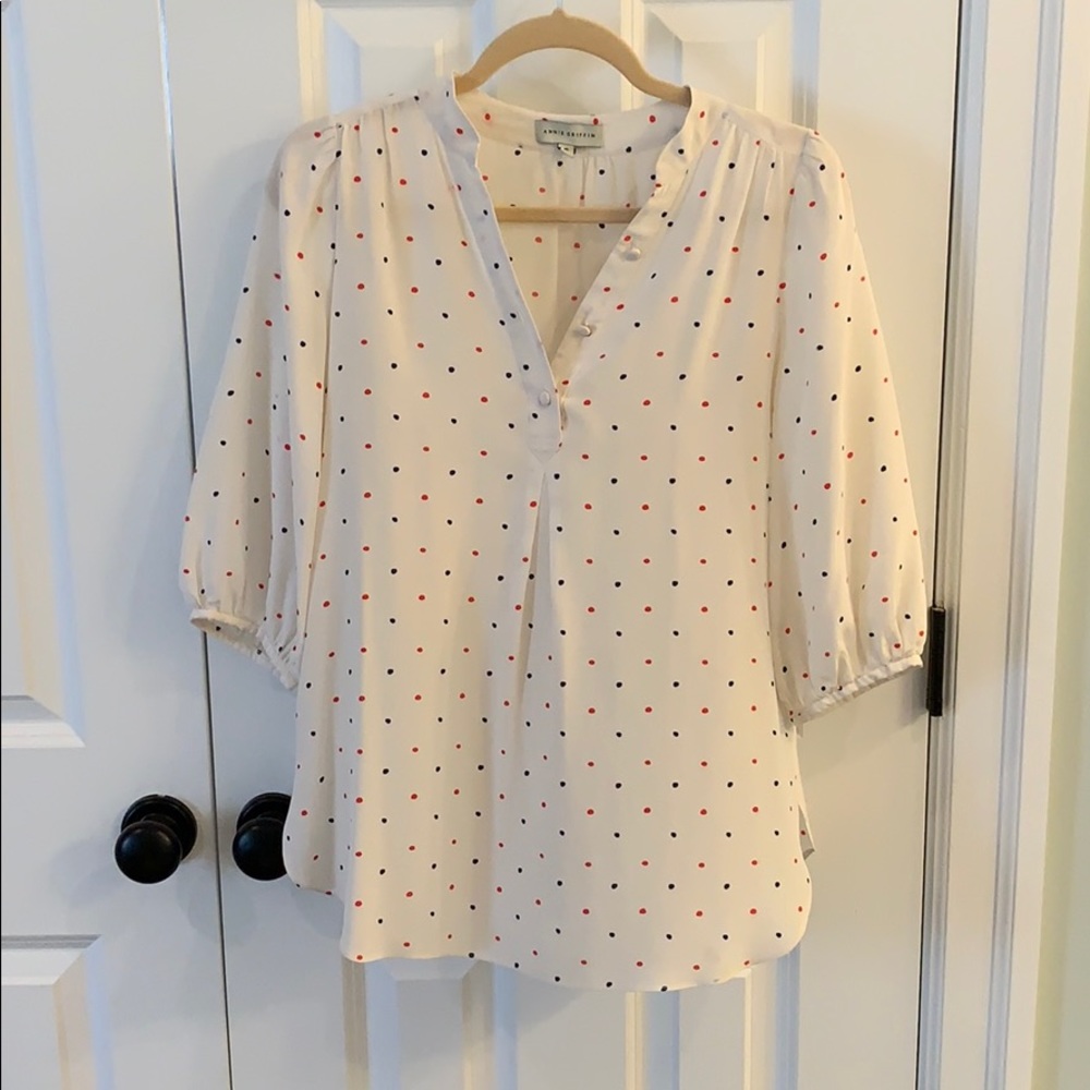 Annie Griffin Collection silk polka dot top